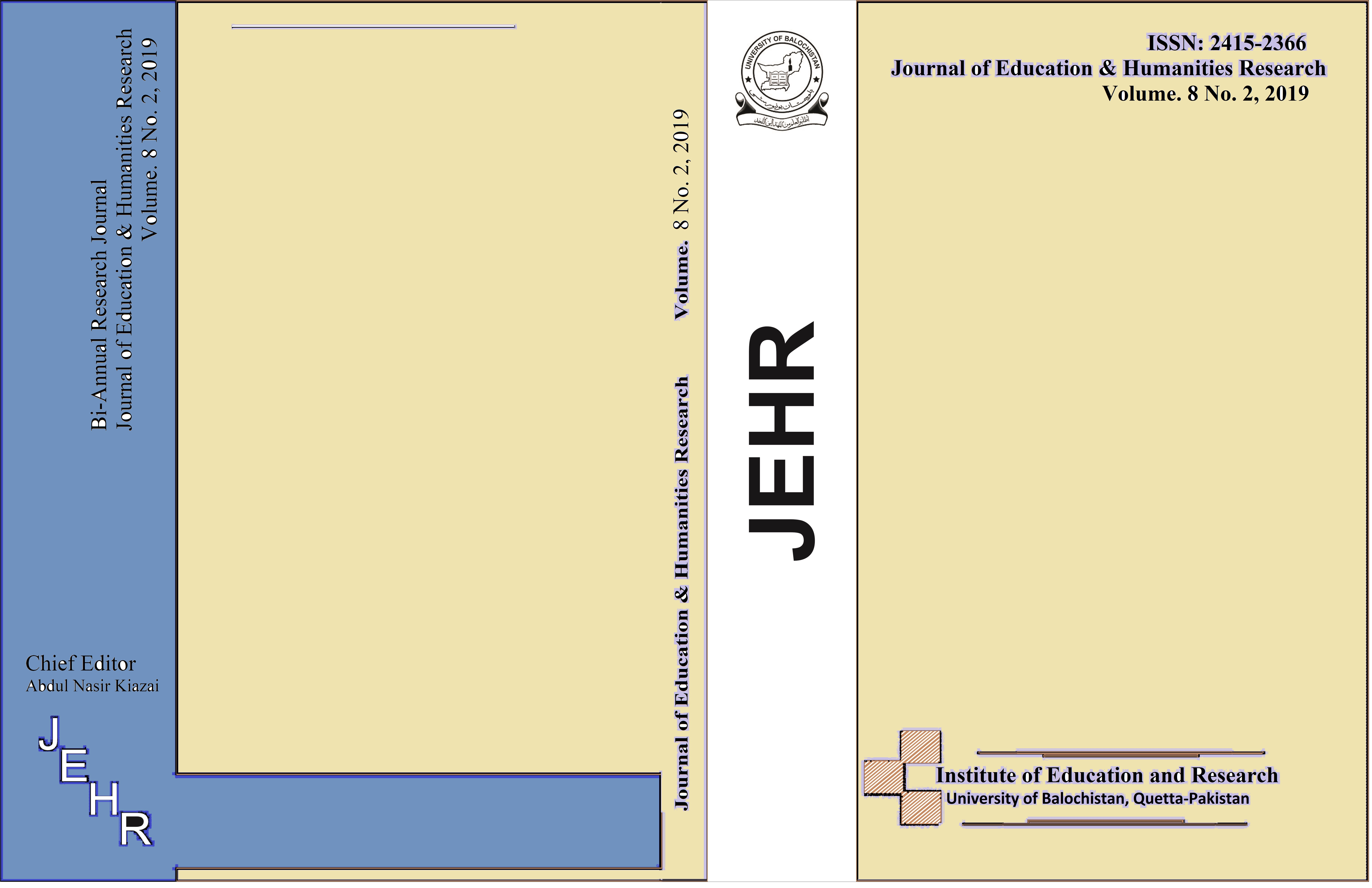 					View Vol. 8 No. II (2019): Journal of Education And Humanities Research, University of Balochistan 
				