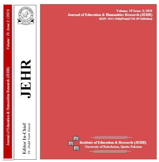 					View Vol. 19 No. 01 (2025): Journal of Education and Humanities Research (JEHR), University of Balochistan, Quetta-Pakistan
				